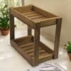2 Tier Wooden Kitchen Rack teak wood brown glossy finish