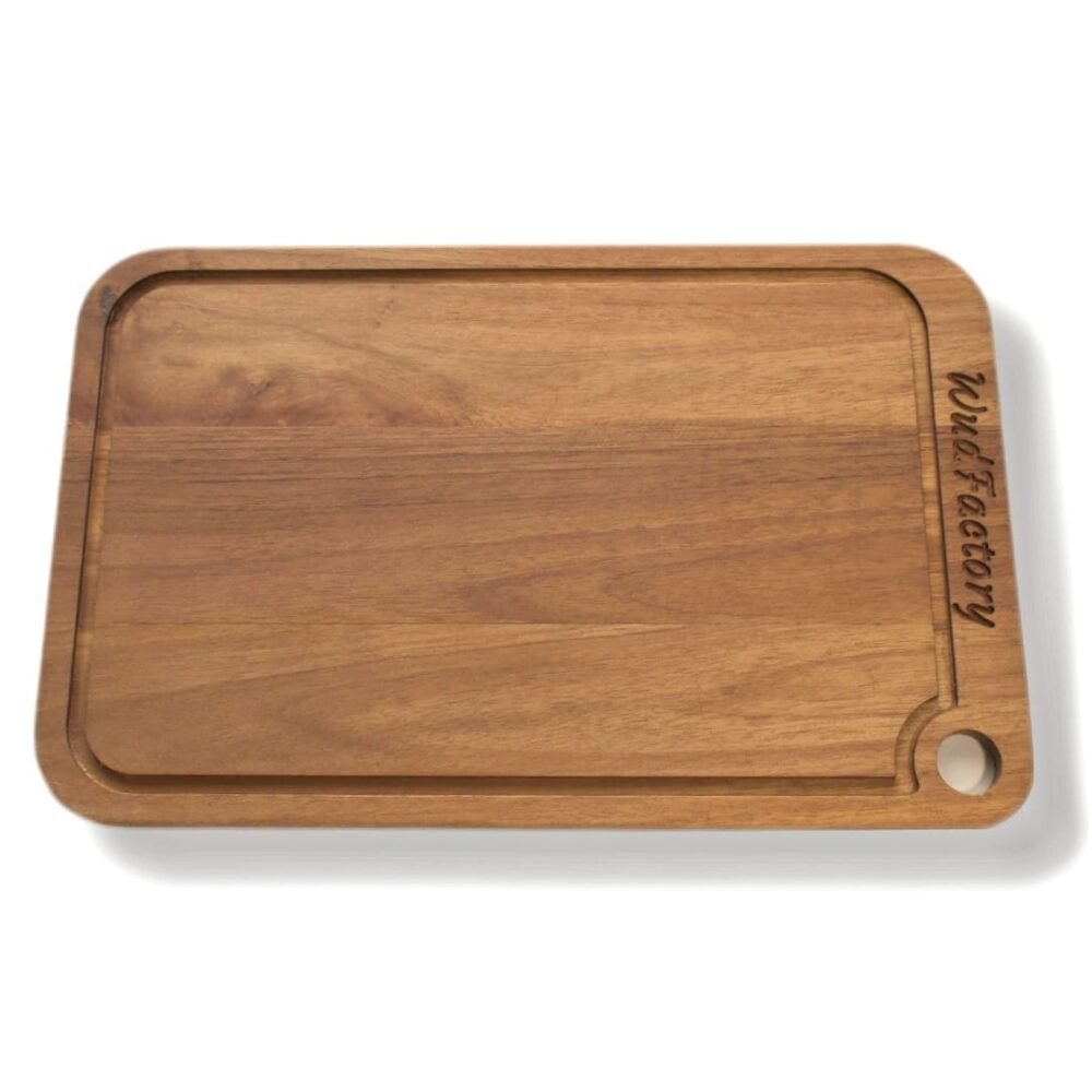 Premium teak wood chopping board with knife-friendly surface