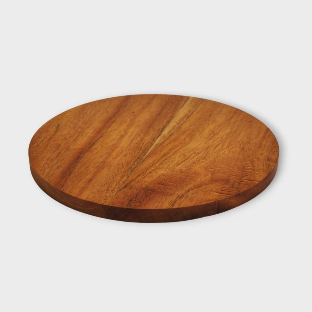 Premium Sagwan Round Chopping and Serving Board | Single Block Wood