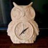 Wooden Engraved Antique Owl Wall Clock with intricate details
