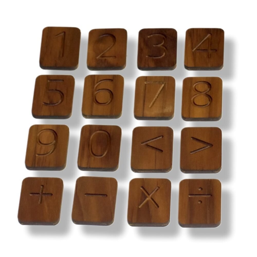 Wooden dominoes with numbers enhancing kids' math skills