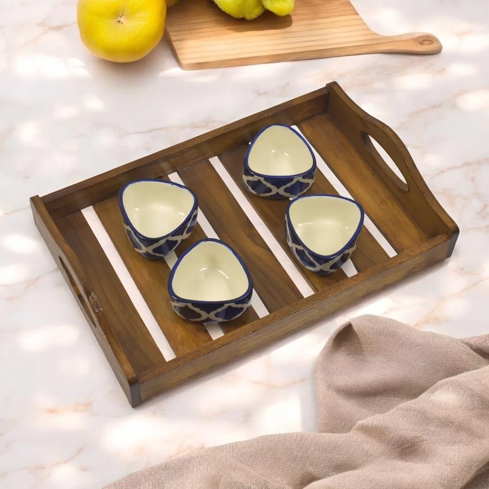 Premium Teak Wooden Tray Large Size Elegant Masterpiece 8x12