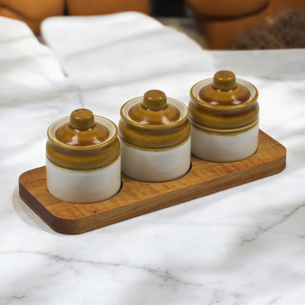 Teak Wood Base with Jars, Sagwan Jar Base