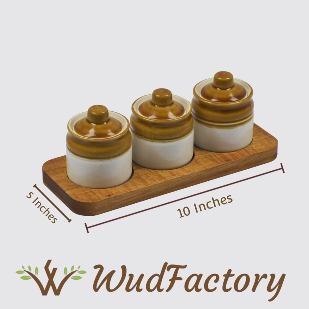 Teak Wood Jar Base with Jars- Dimensions