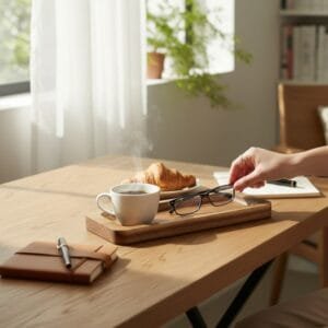 Premium Teak Wooden Tray – Stunning Power Design, 5x12 Inch Single Piece 5 wooden tray office use