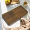 Wooden Chopping Board with Pocket 14x8 inch teak wood brown